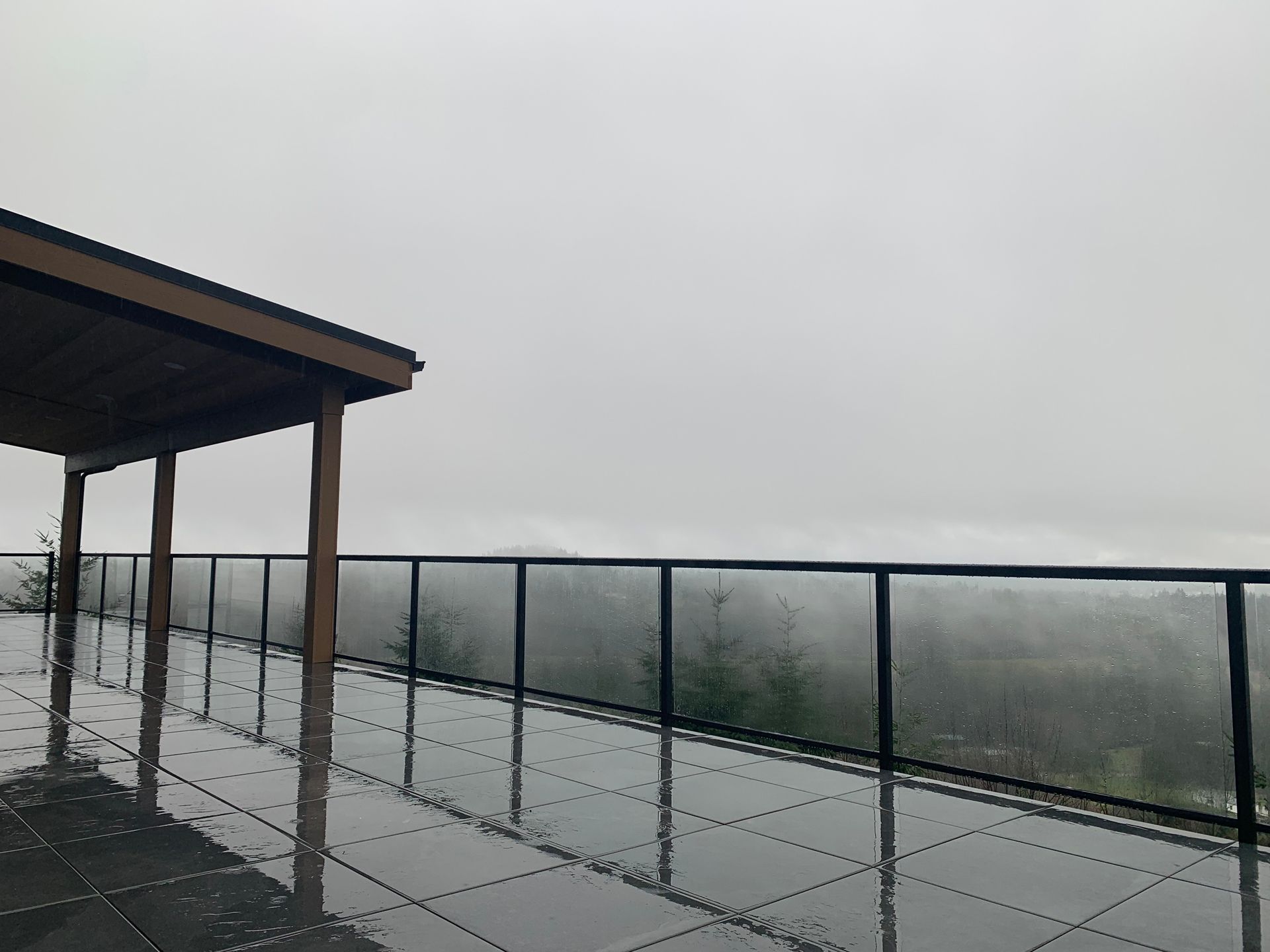 Newly installed glass railing system