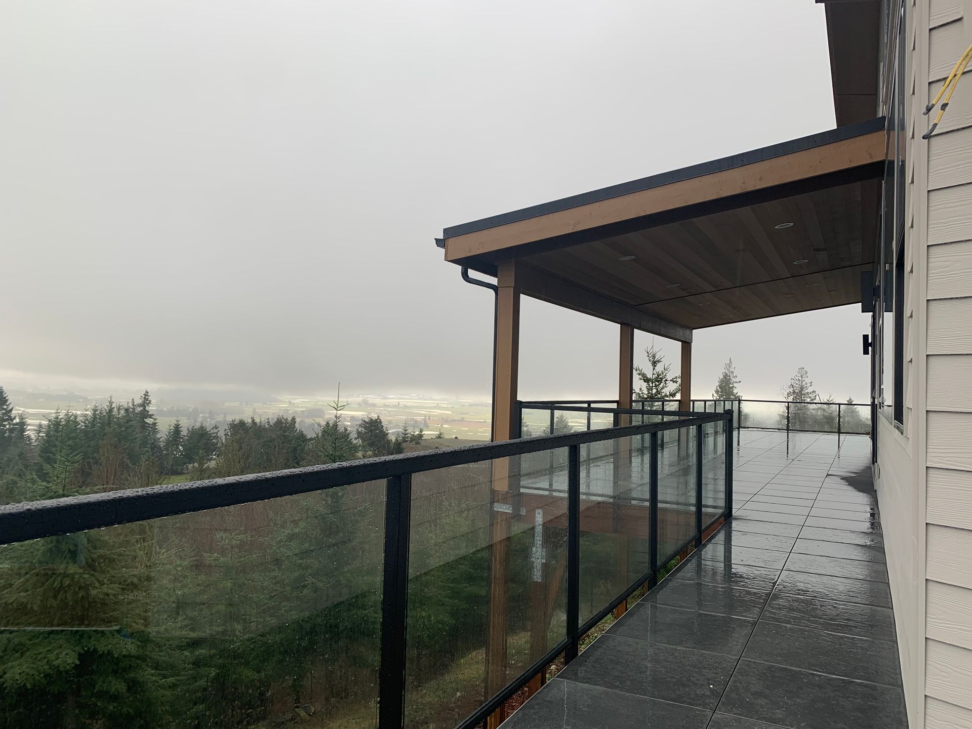 Newly installed glass railing