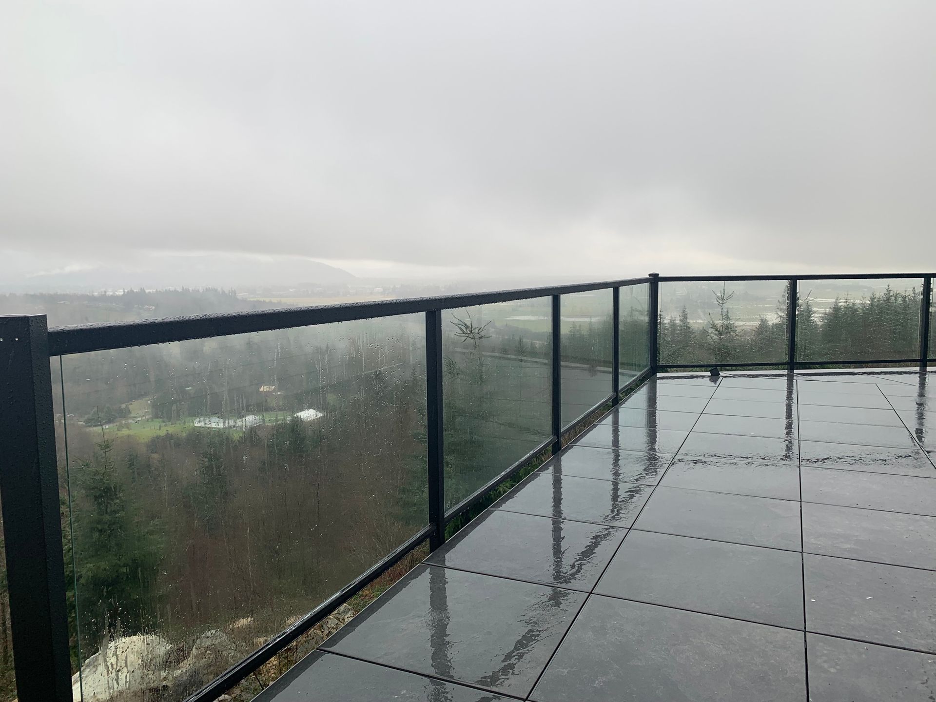 Newly installed glass railings