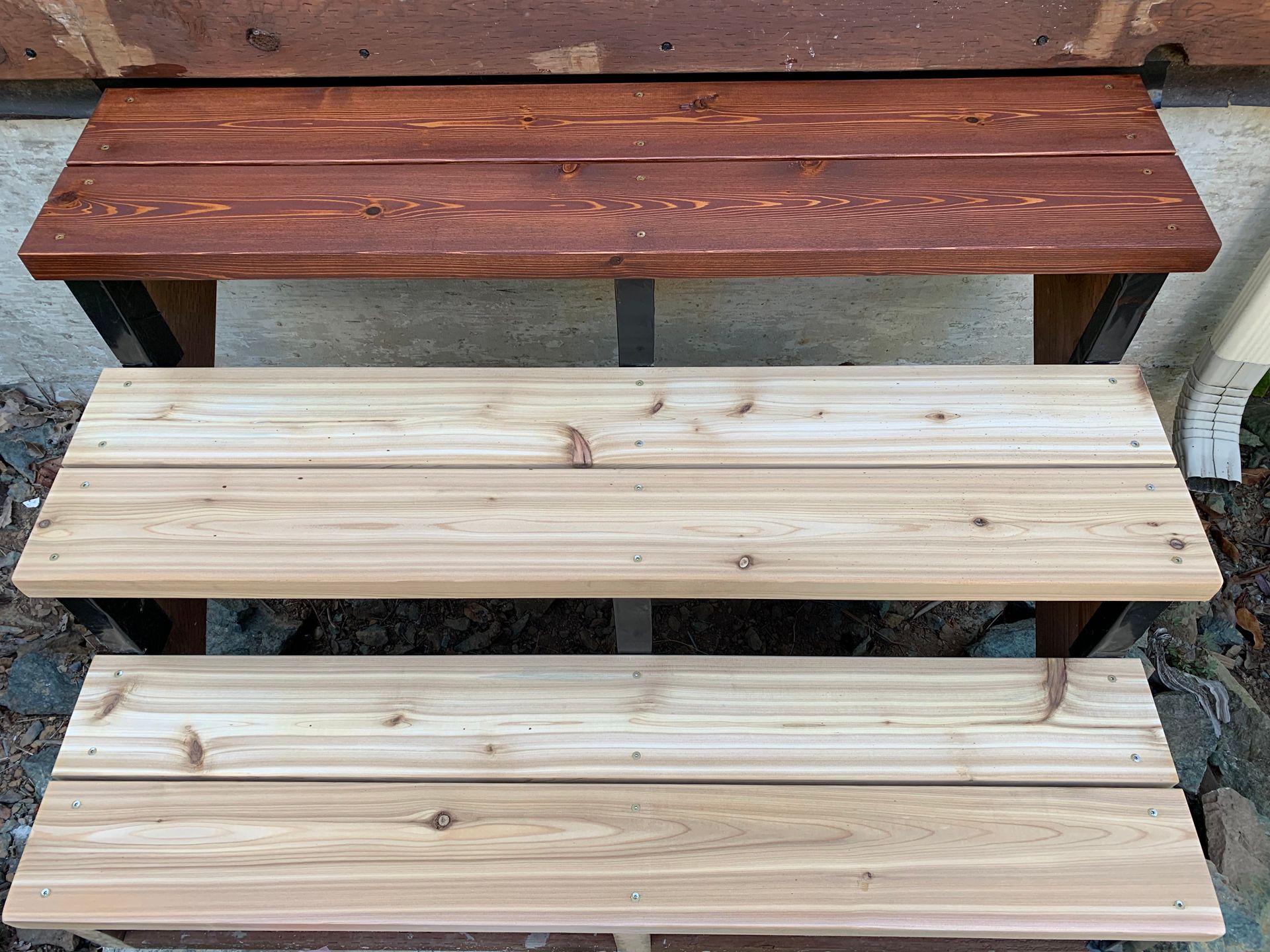 New wood step floor installed