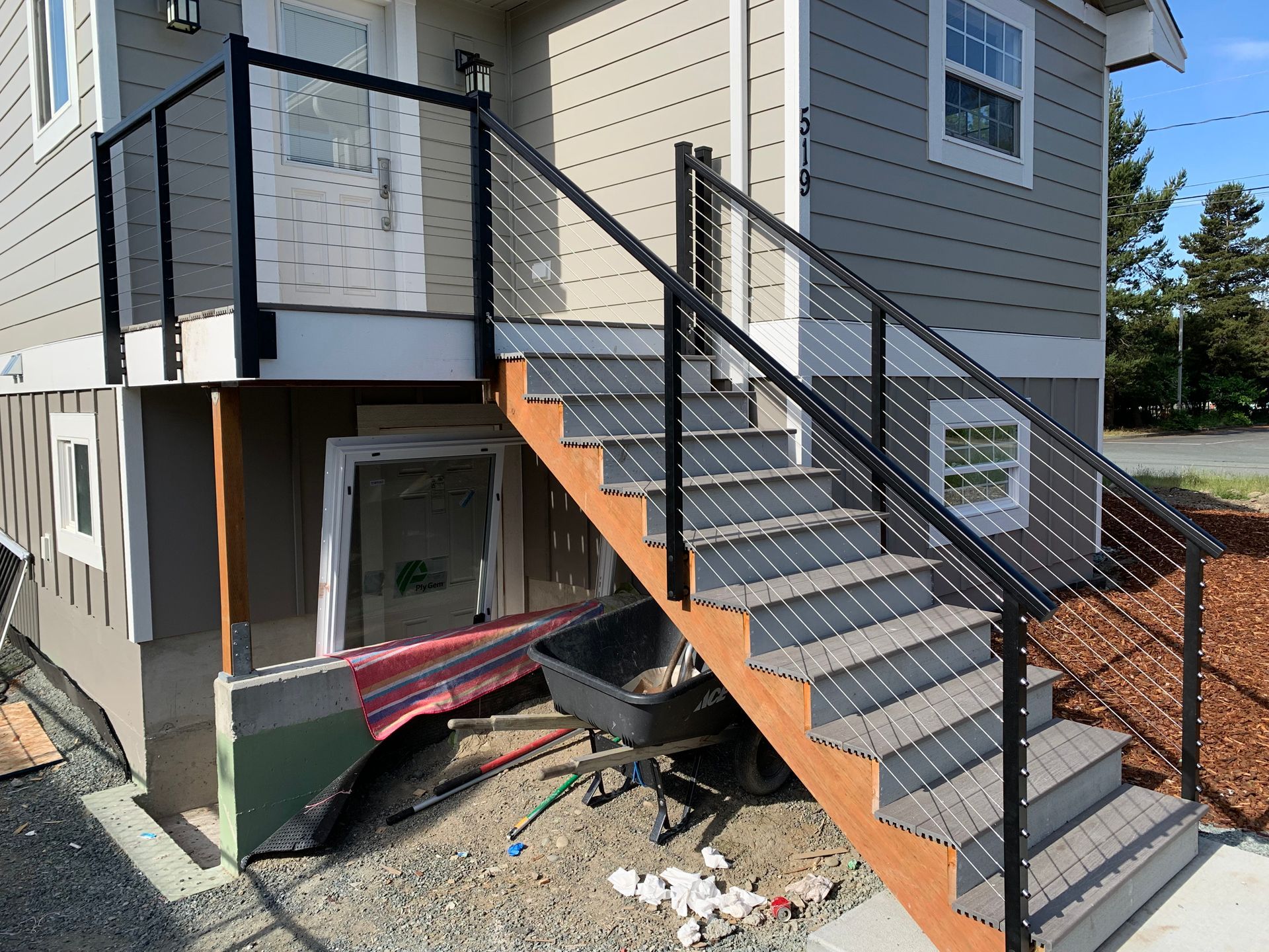 Newly constructed stair and cable railing