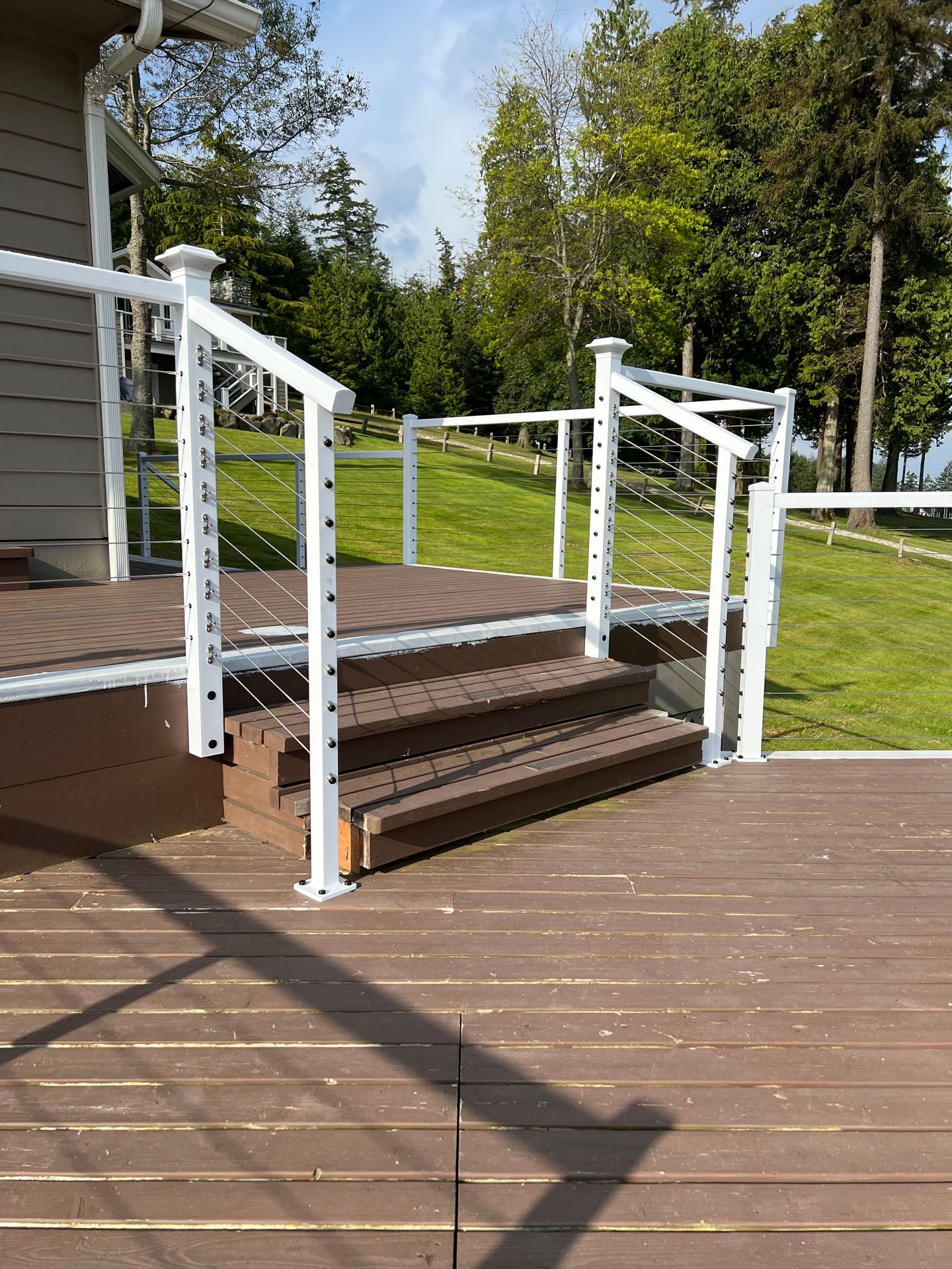 Newly built stainless-steel cable railings in black