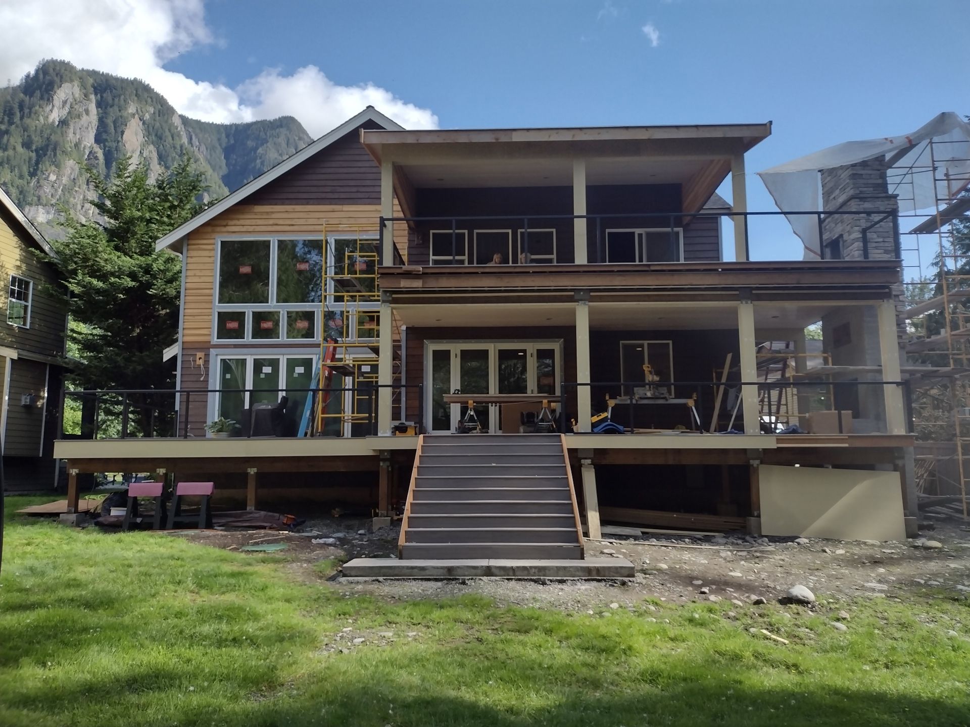 Railing installation in progress