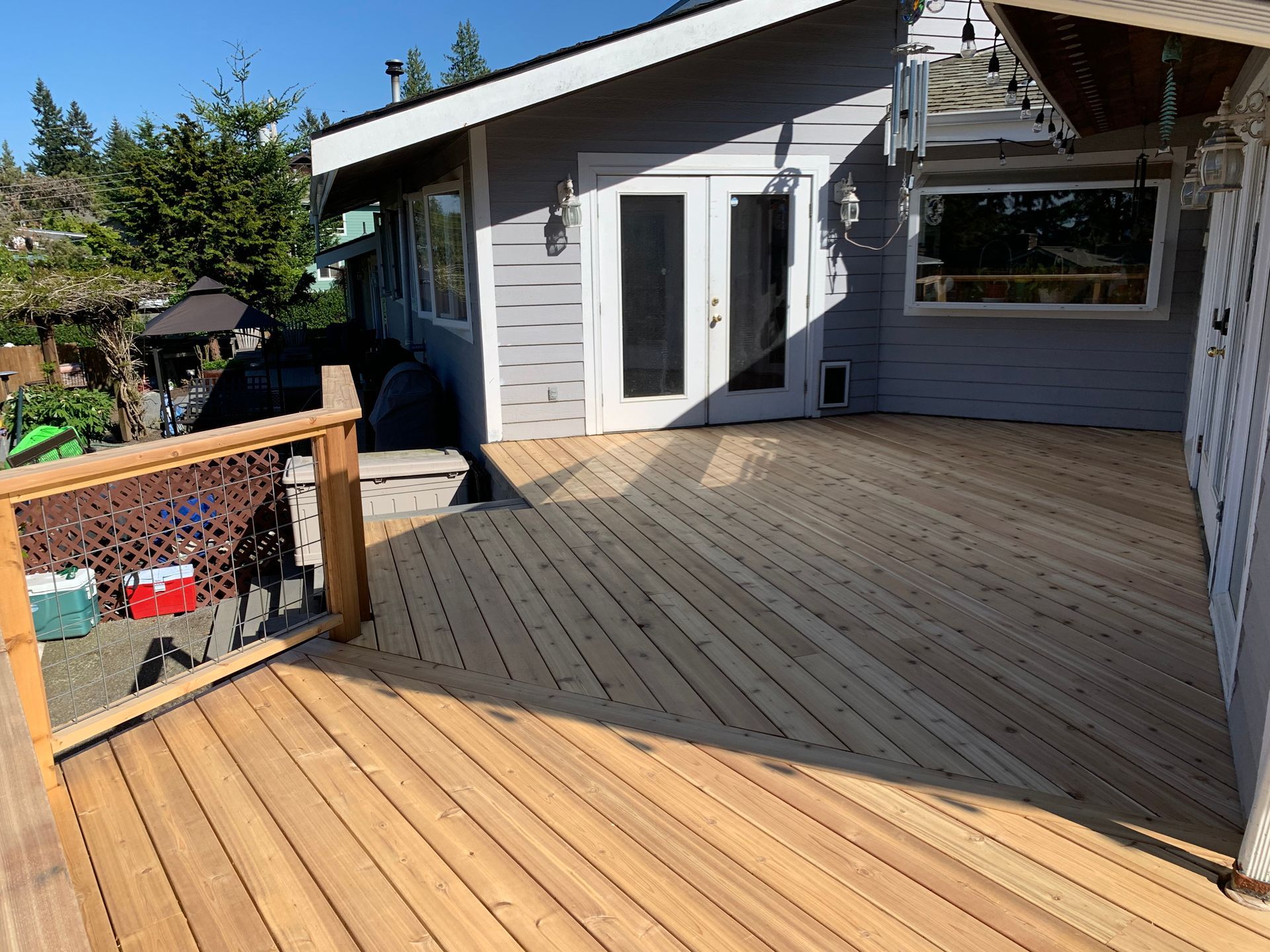 Deck floor and railing constructions