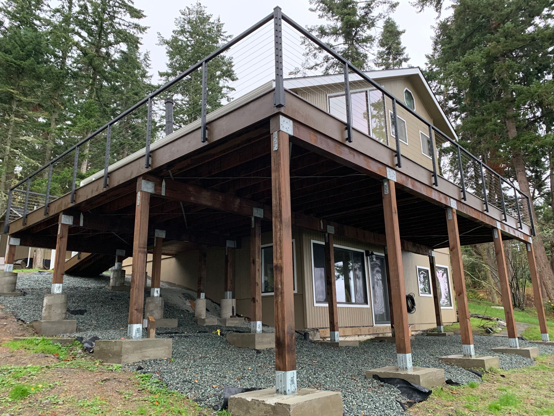 Newly built deck foundation