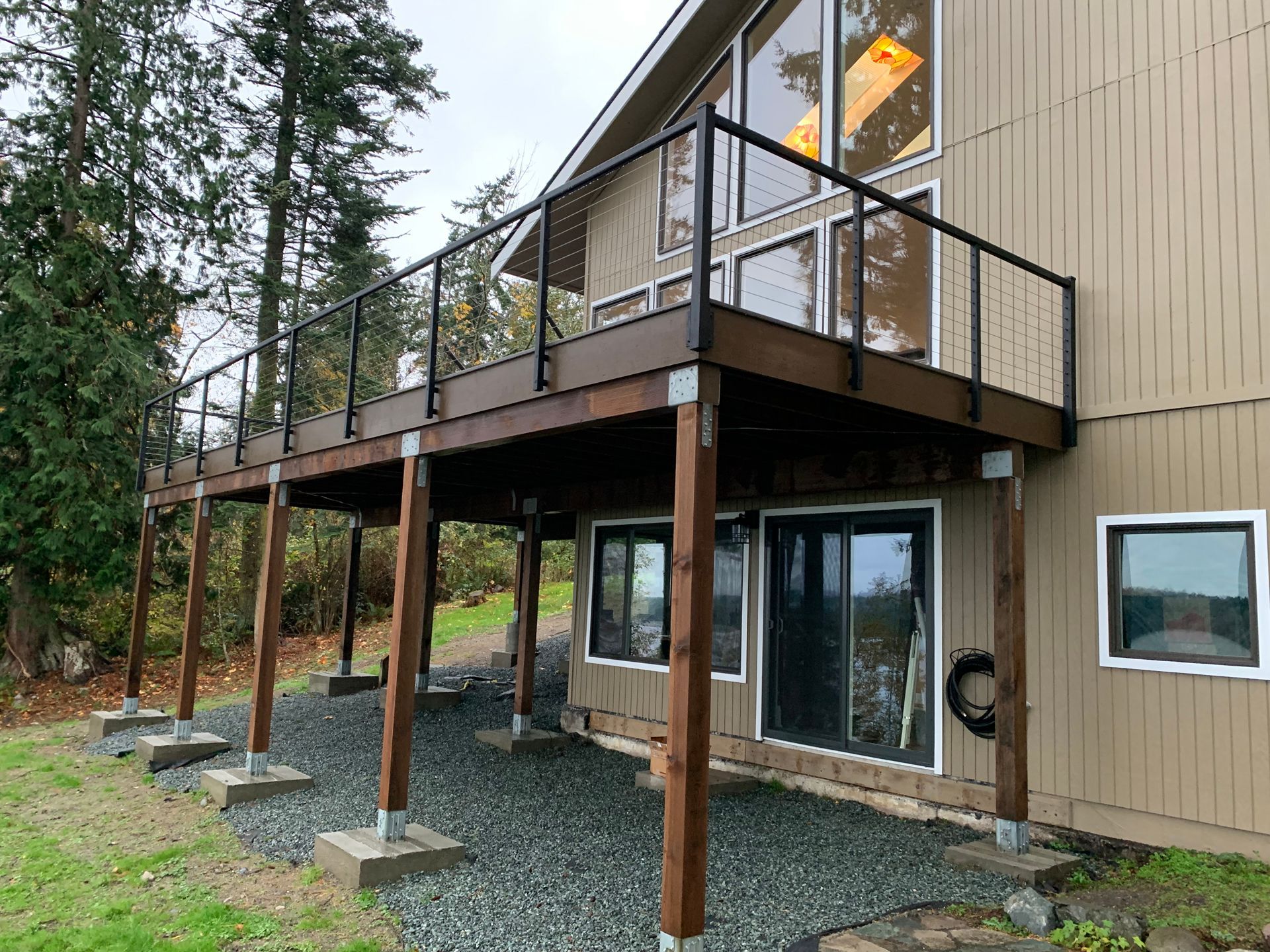 Newly built deck foundations