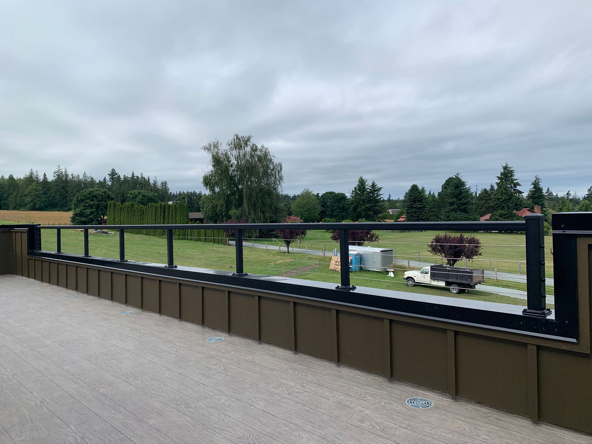 Newly installed black railing