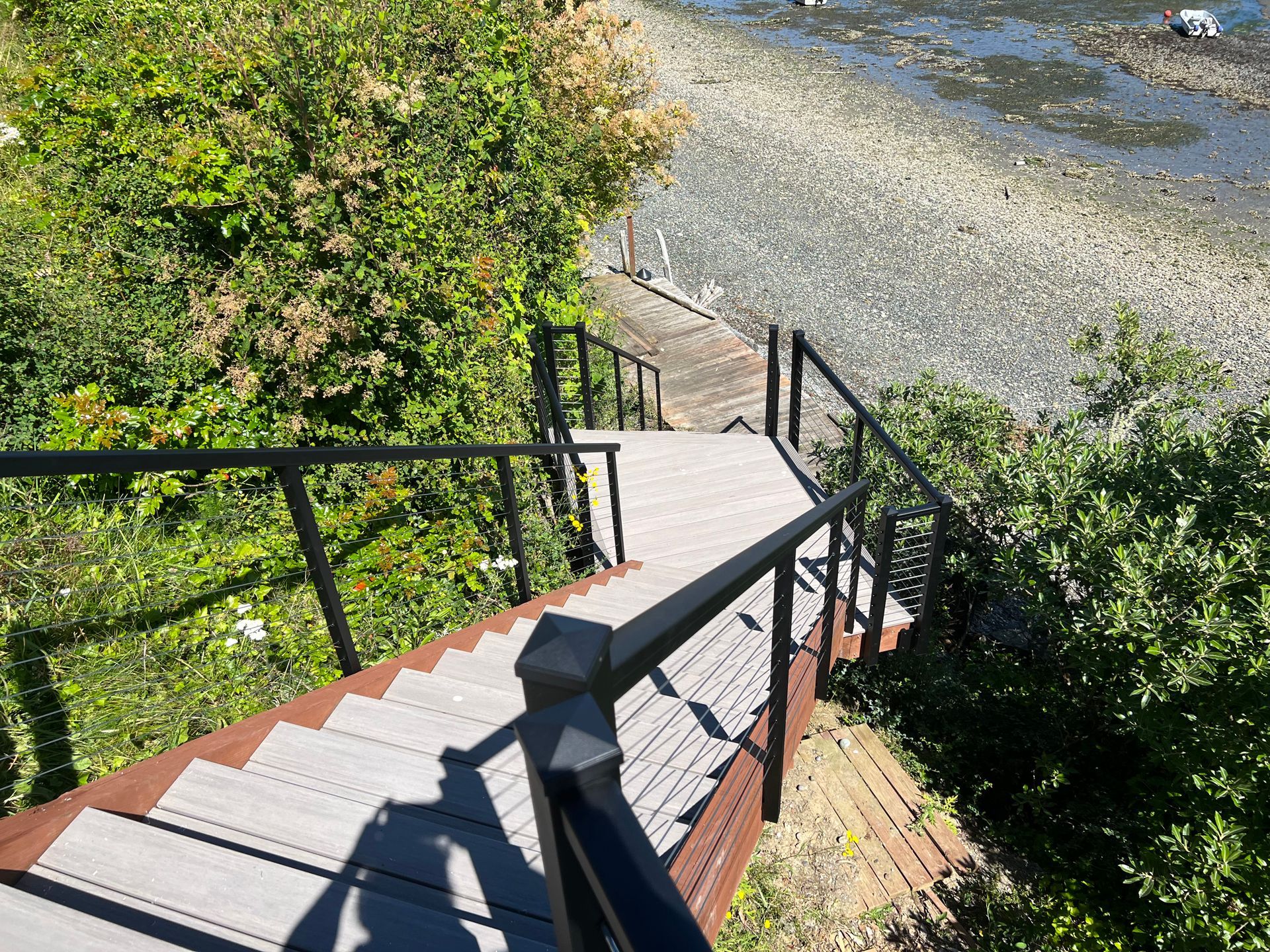 Newly installed black stair & deck railings