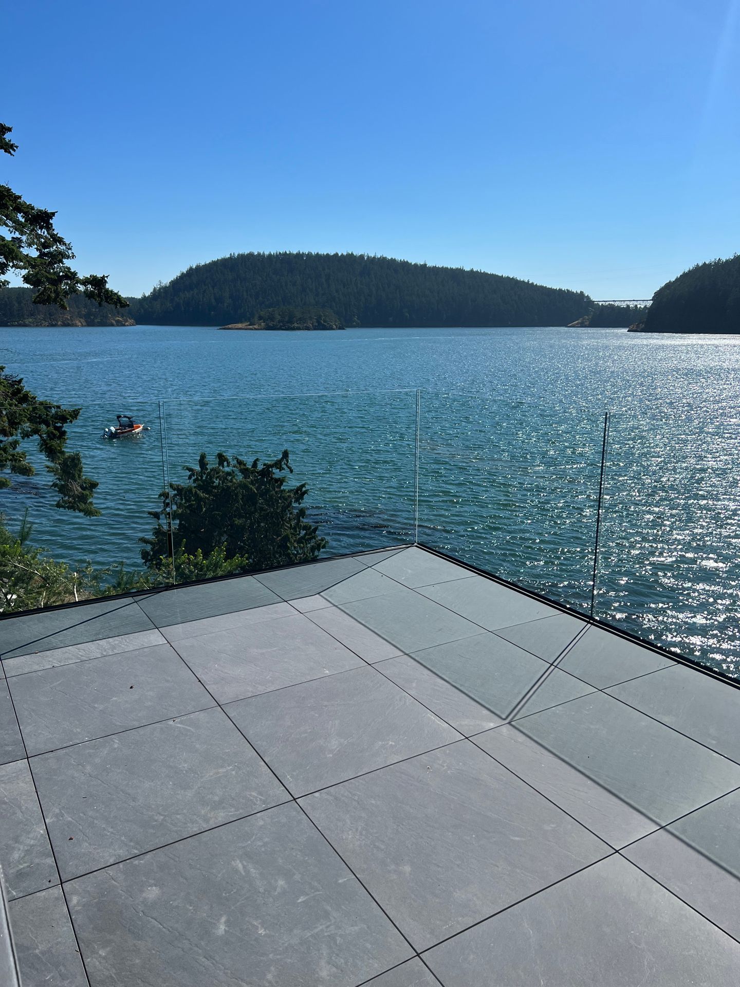 Newly glass installed railings