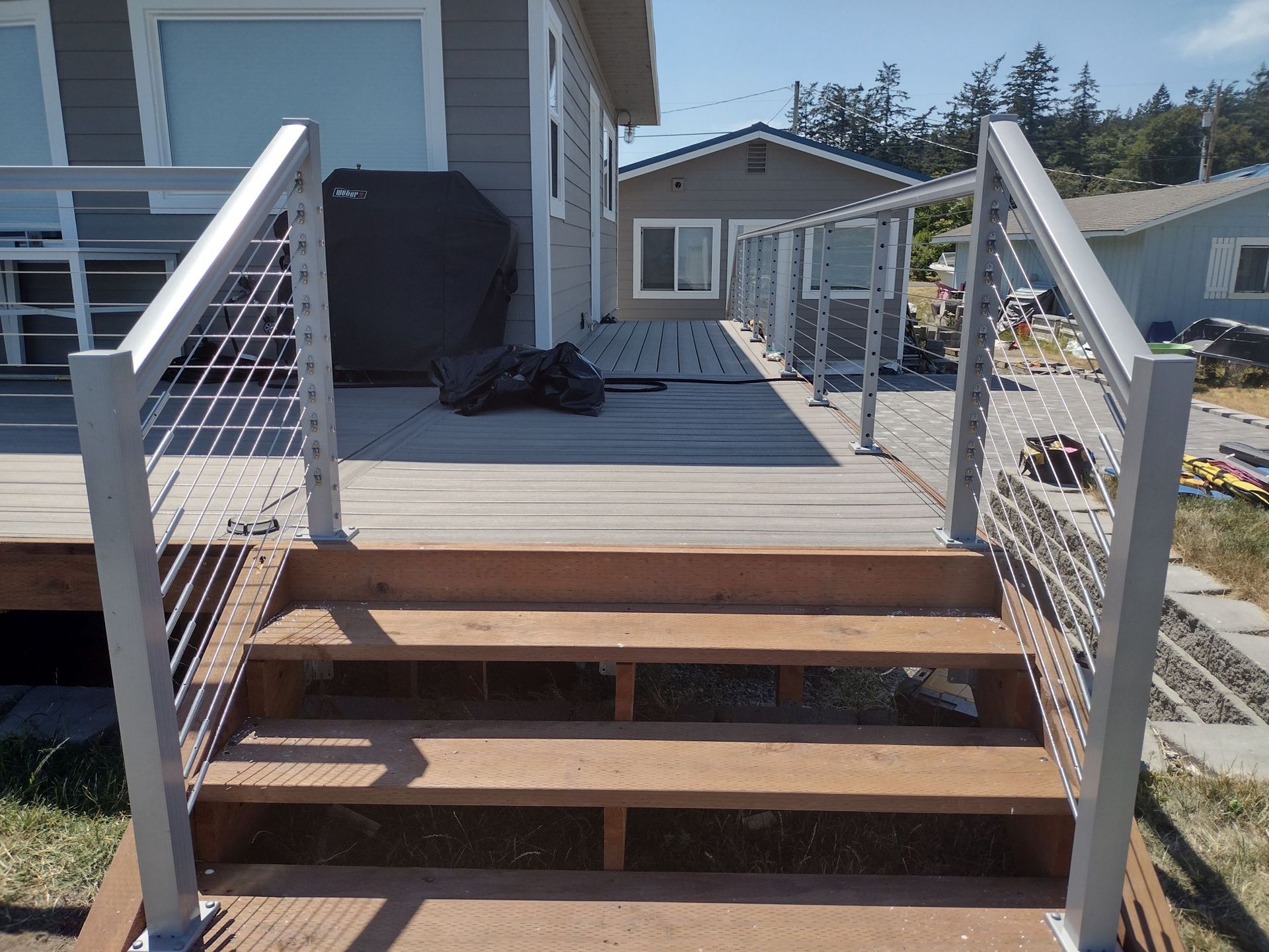 Custom white cable railing