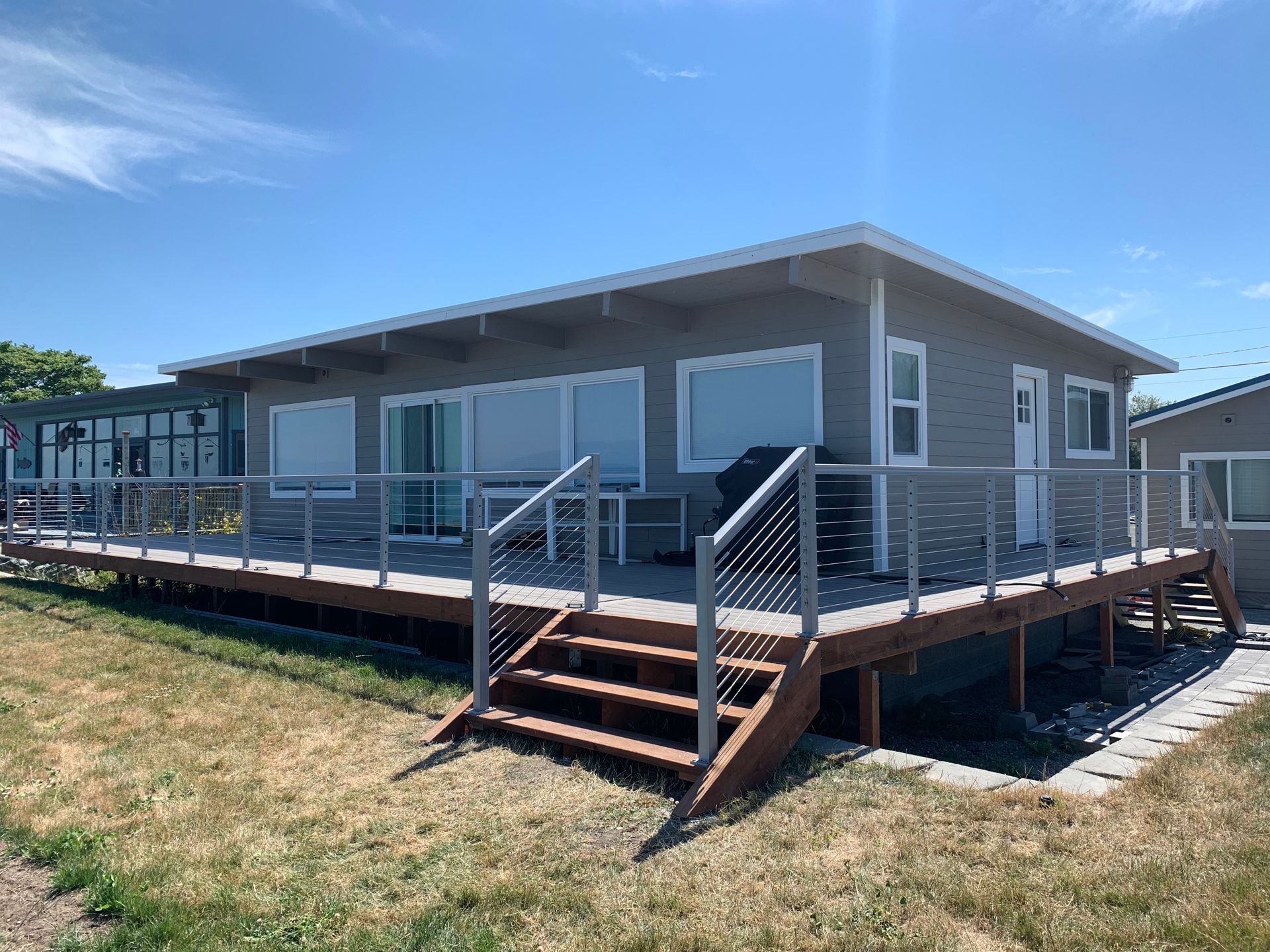 Custom white cable railings