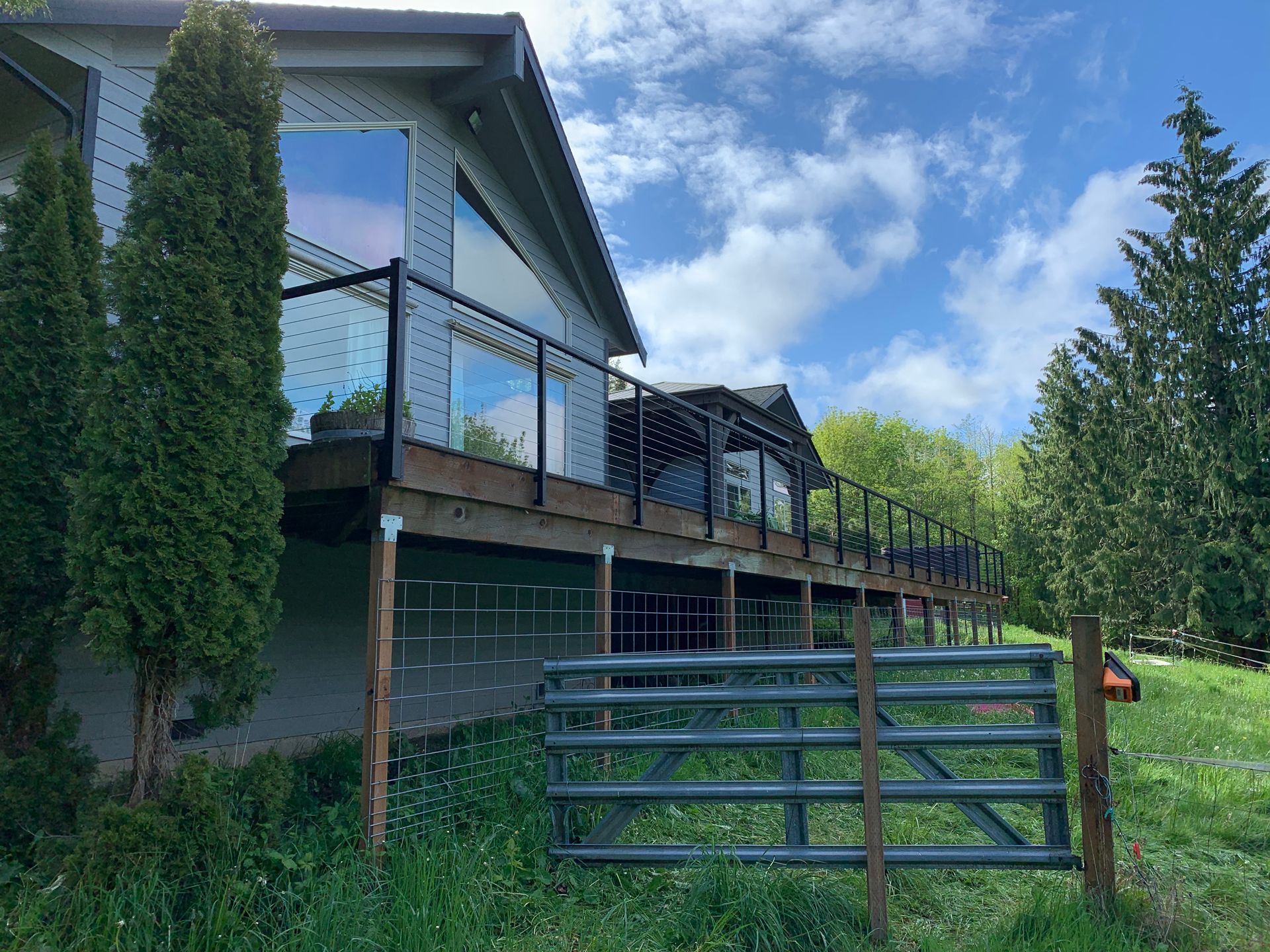Black metal cable railings