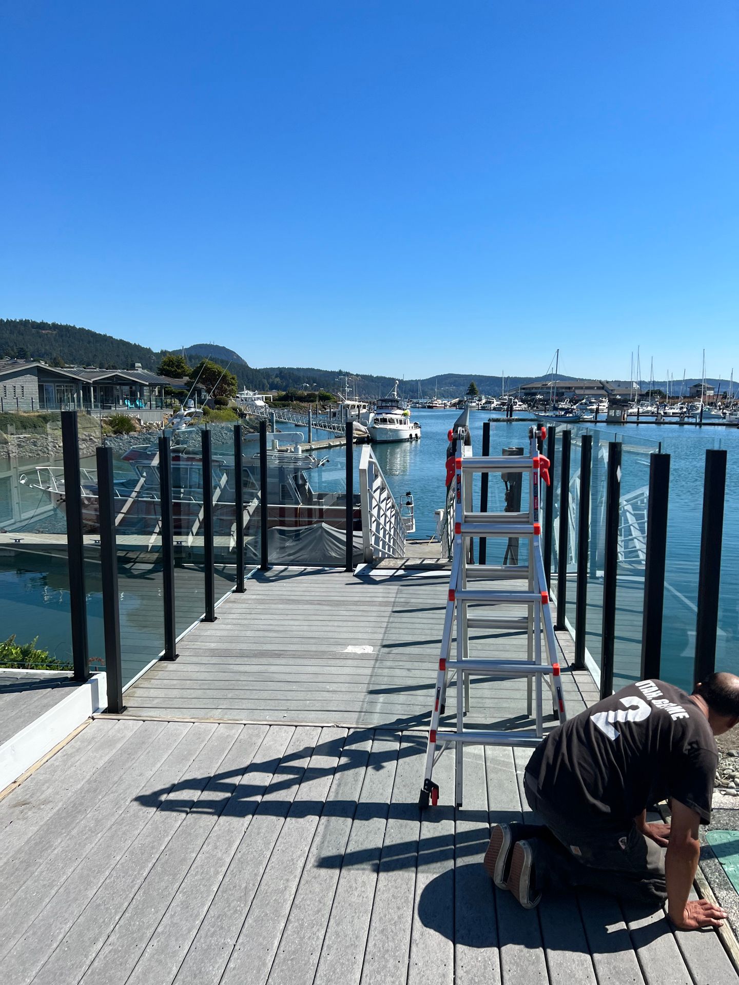 Glass panel railings