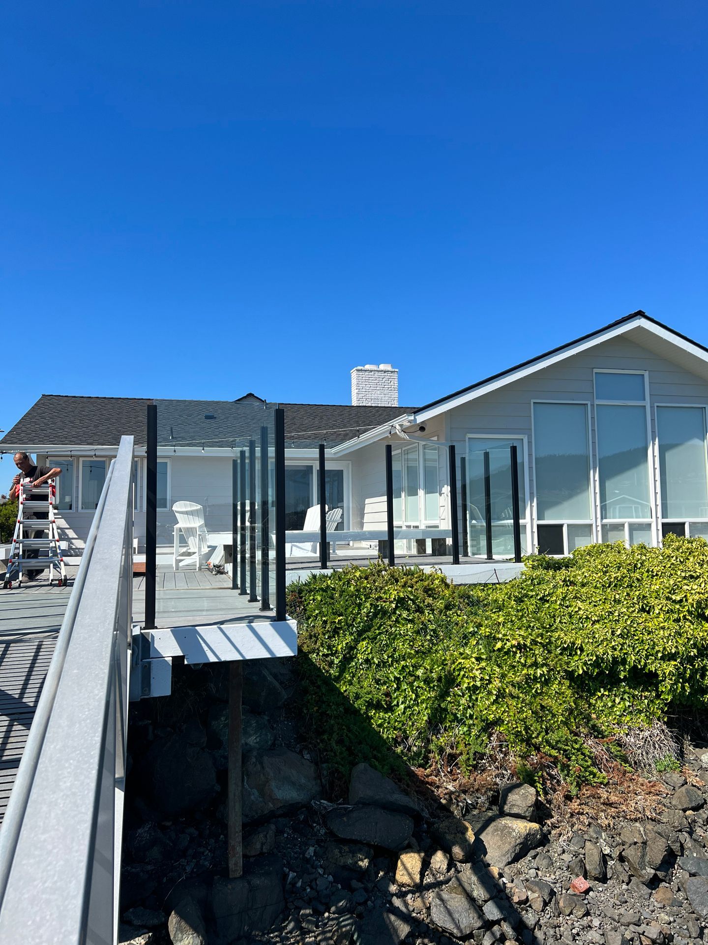 Custom glass panel railing