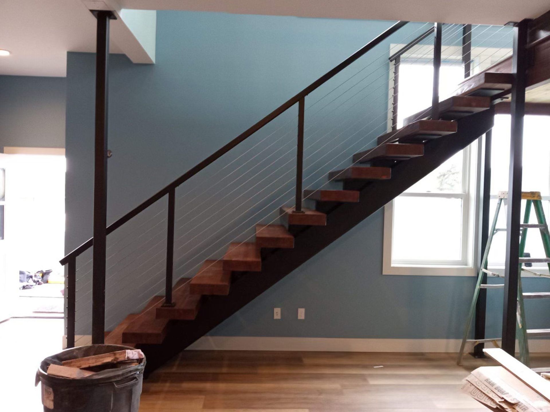 Custom-built stair railing installation
