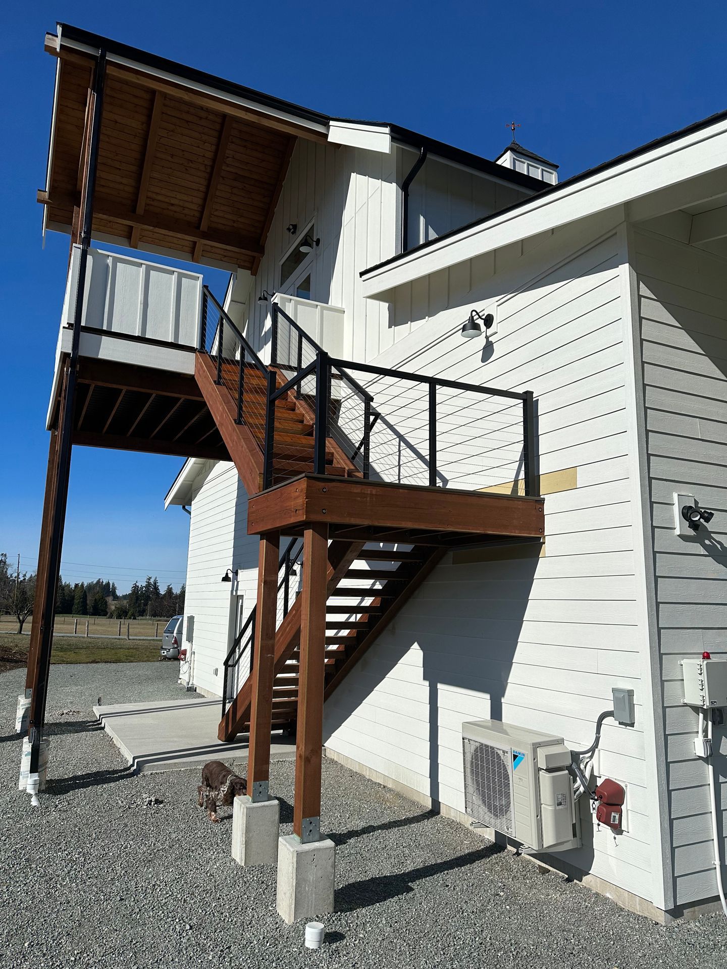 Newly brown stairs & railings
