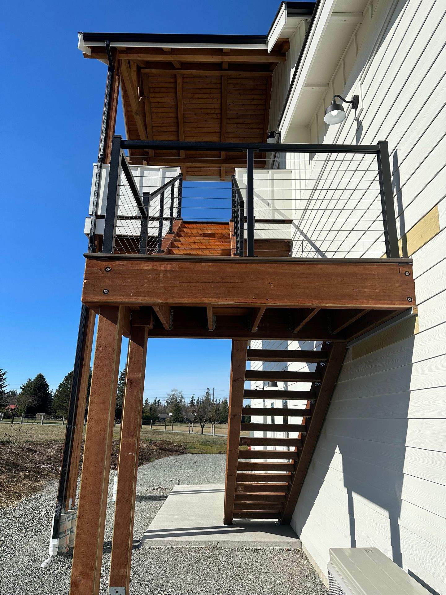 Newly brown stairs & railing