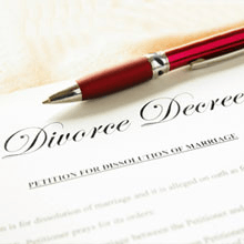 A divorce decree with pen