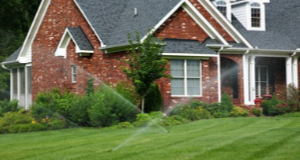 house with sprinkler