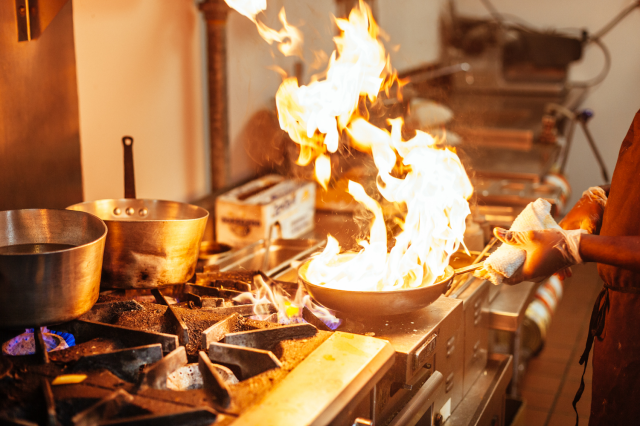 Flames while cooking