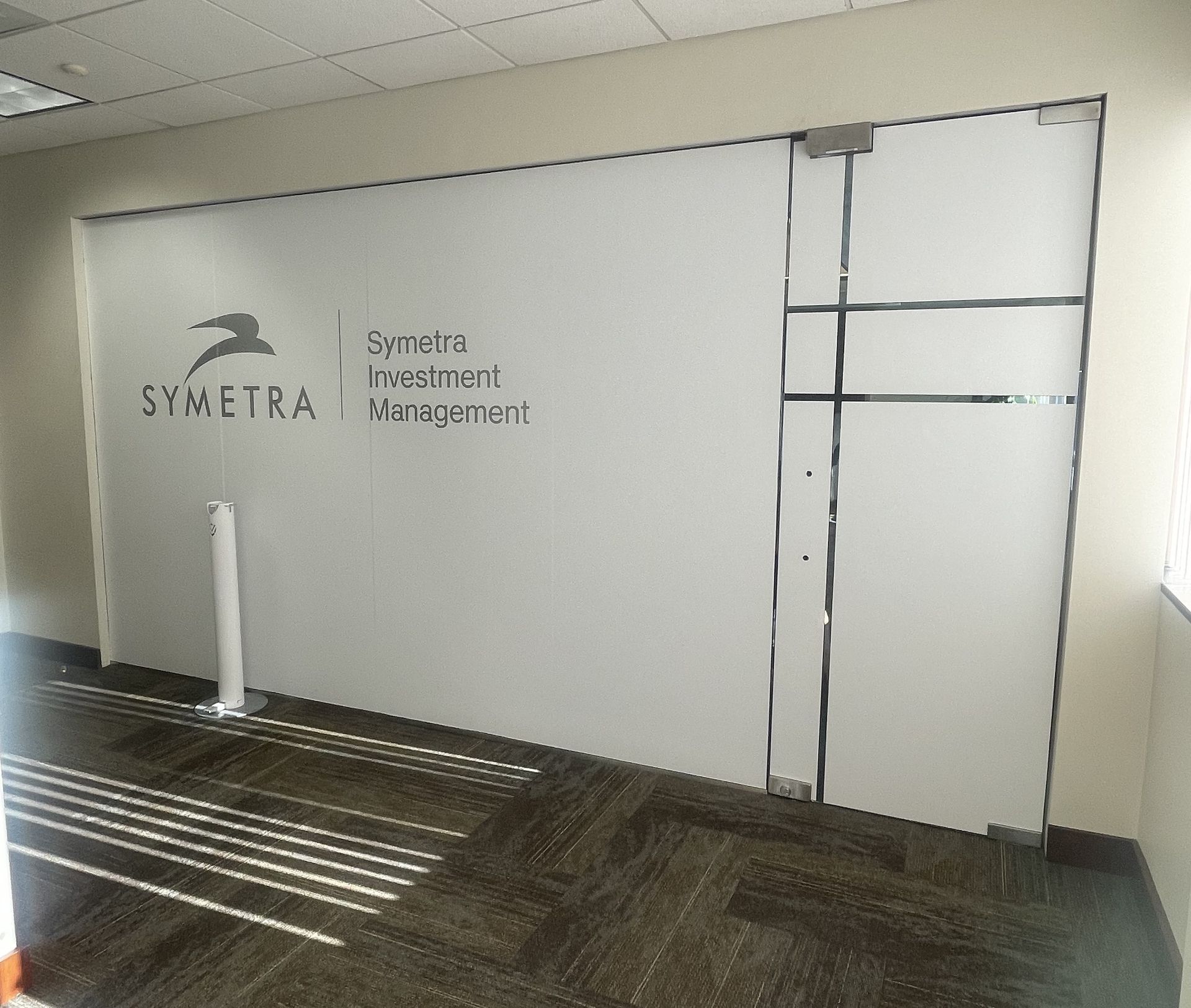 Frosted glass wall with 