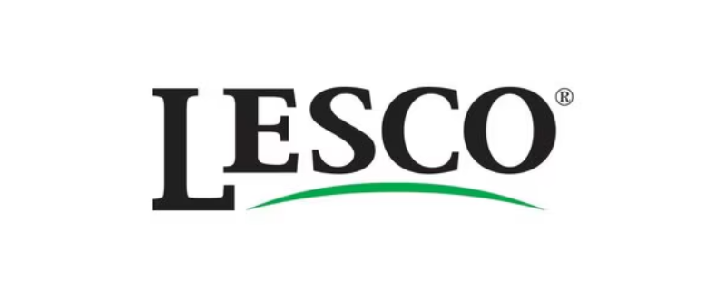 LESCO logo in black with a green curved underline on a white background