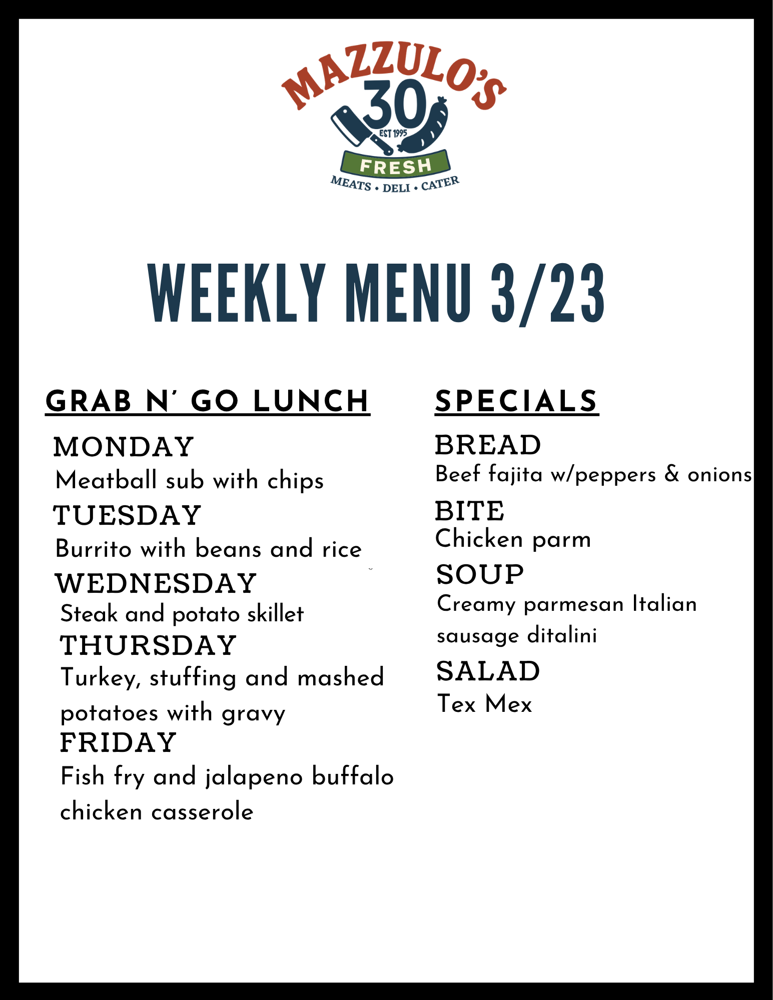 lunch menu 3/2