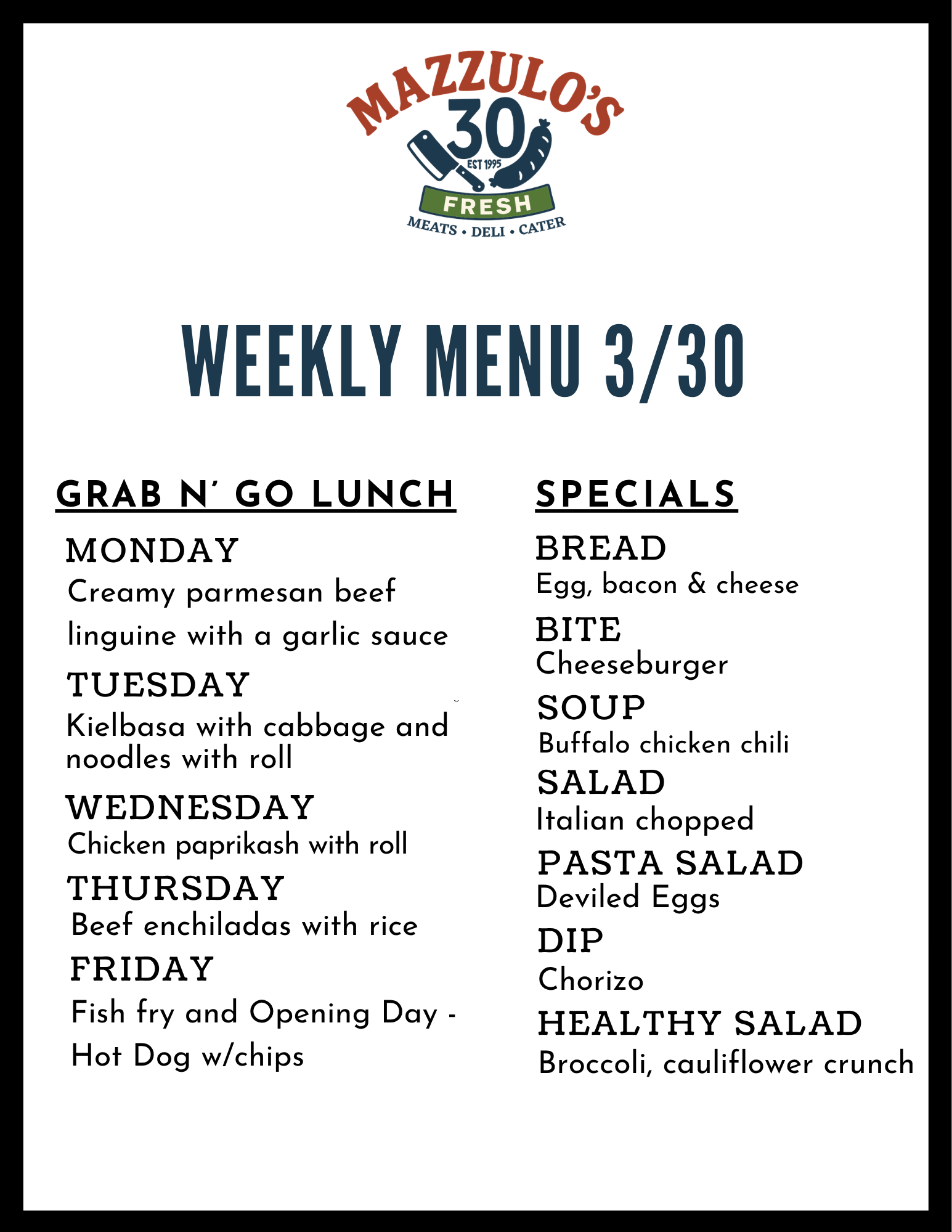 lunch menu 3/2