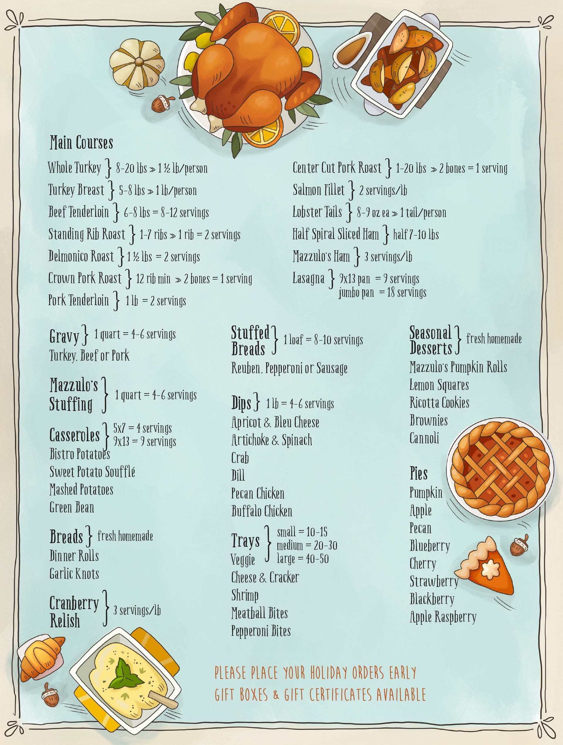 Holiday Planning menu