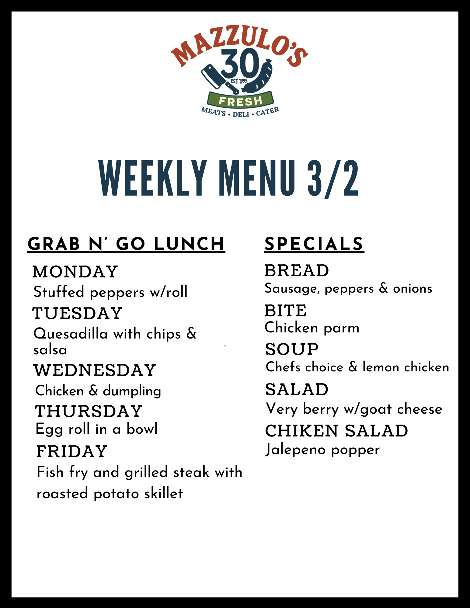 lunch menu 3/2