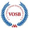 Veteran Owned Small Business logo with blue laurel wreath, red VOSB text, and cVE at bottom