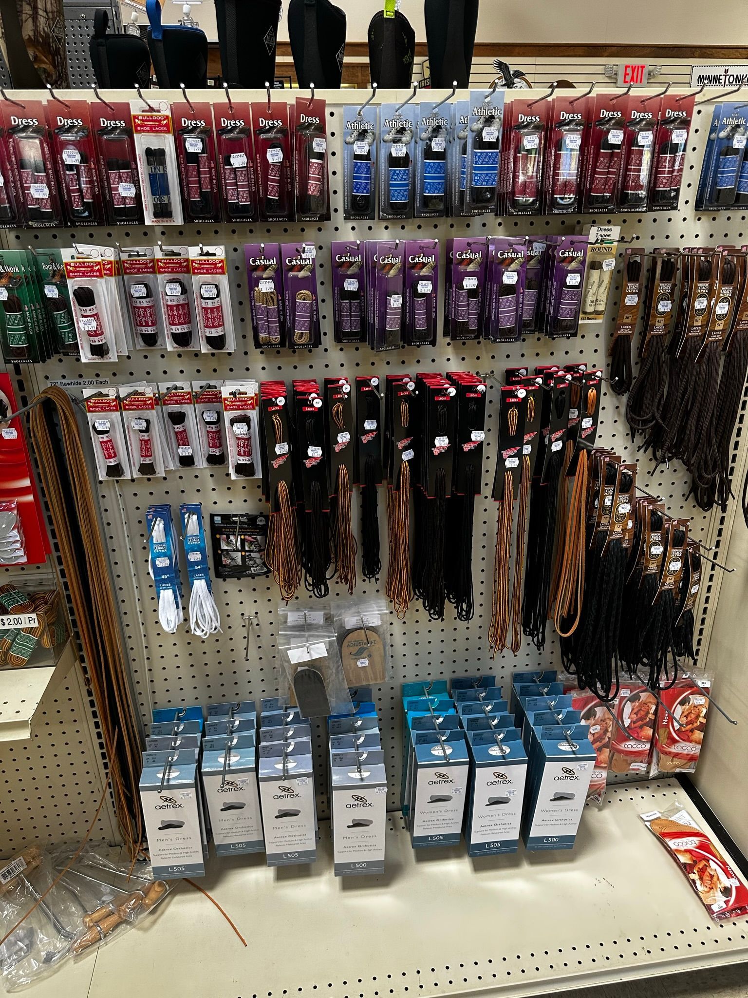 Shoe laces display rack