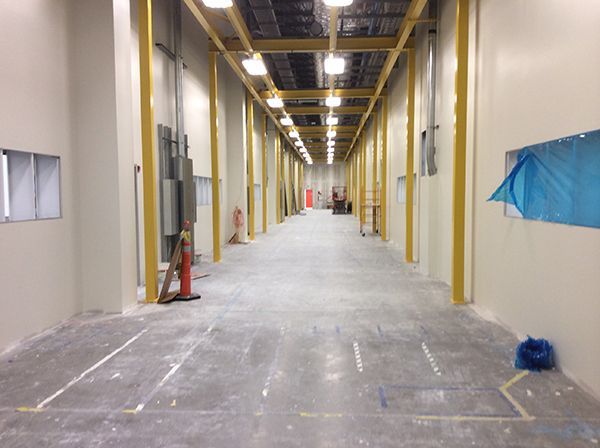 Painted interior of commercial building