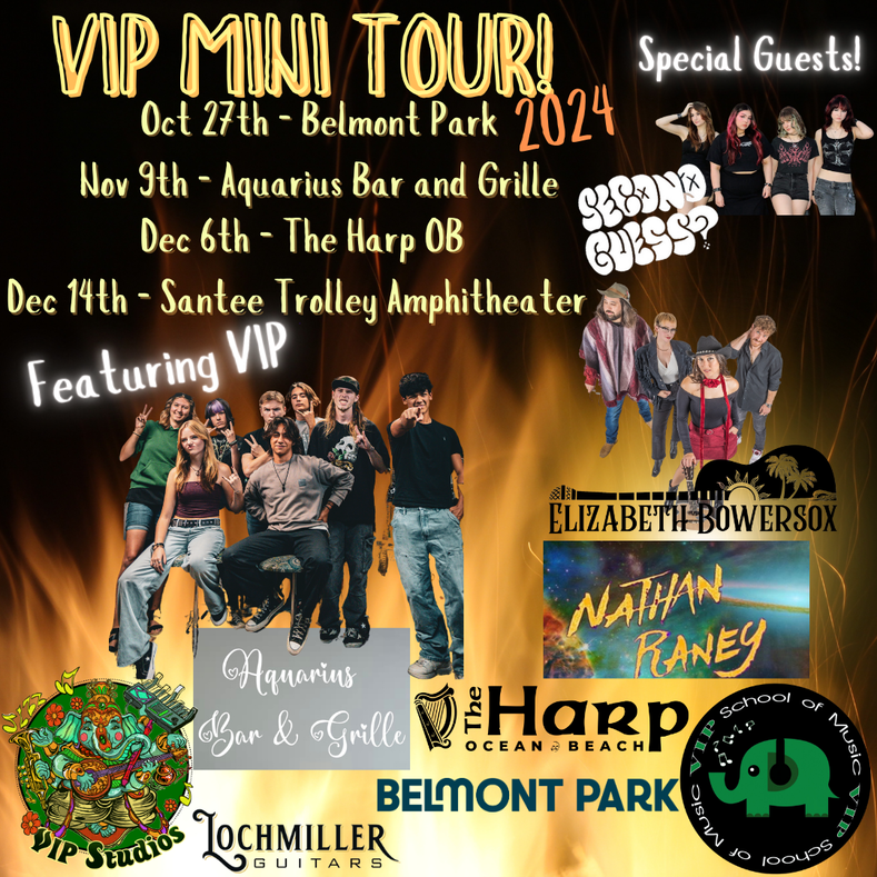 A poster for a vip mini tour in belmont park
