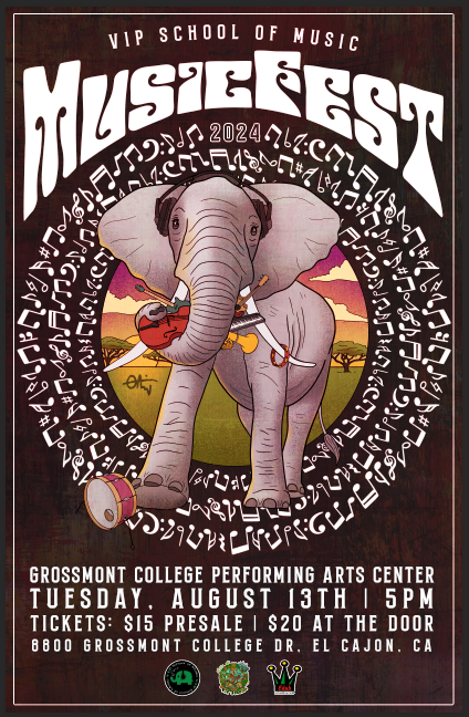 A poster for a music fest with an elephant on it