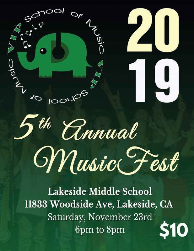 A poster for the 5th annual music fest at lakeside middle school