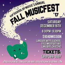 A poster for the vip school of music 's annual fall musicfest.