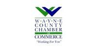 Logo for Wayne County Chamber of Commerce; Green and blue