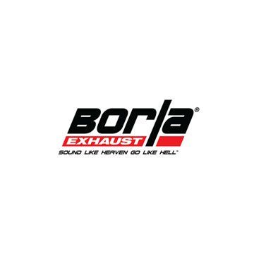 Borla Exhaust logo in black and red with the slogan “Sound like Heaven Go like Hell.”