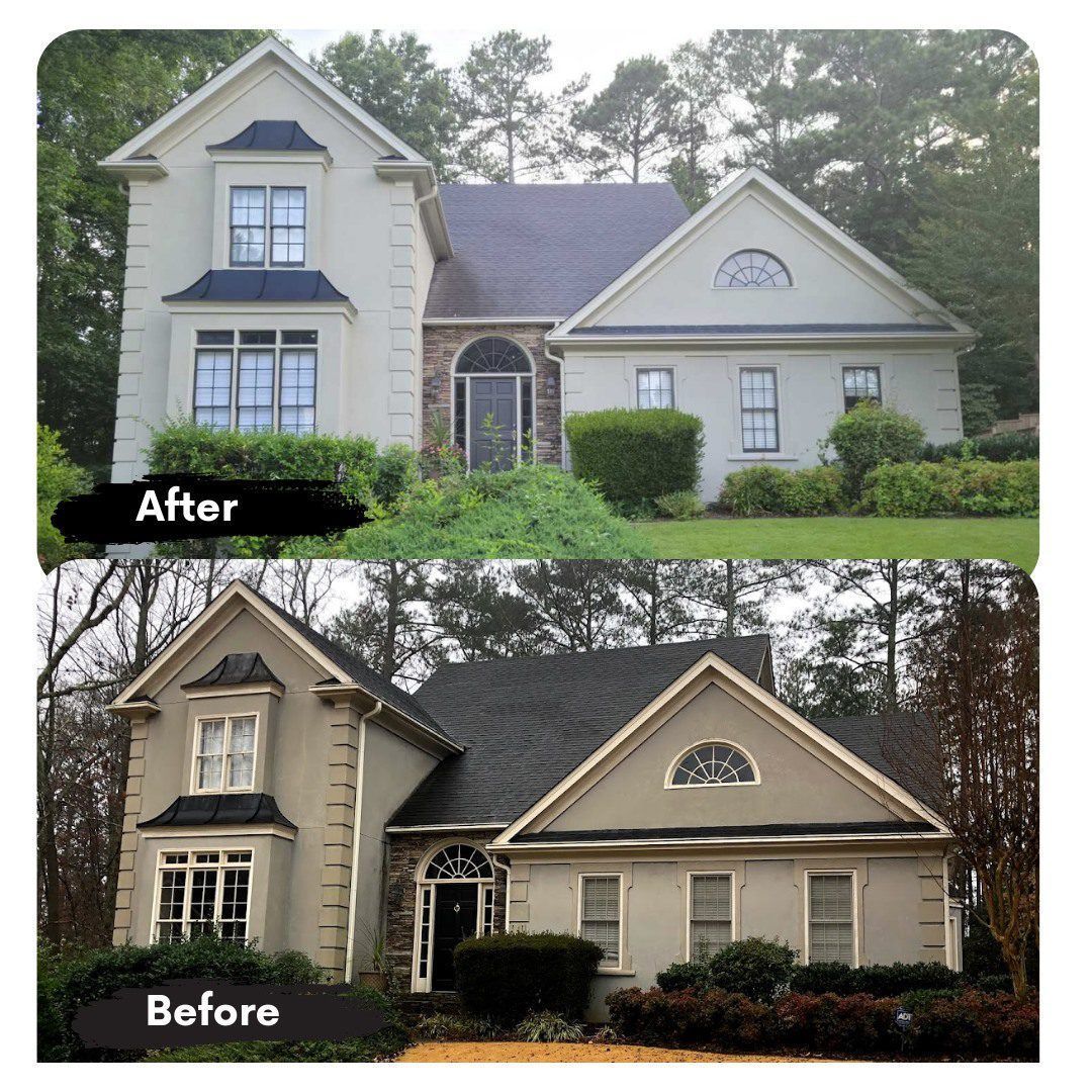 A before and after picture of a house