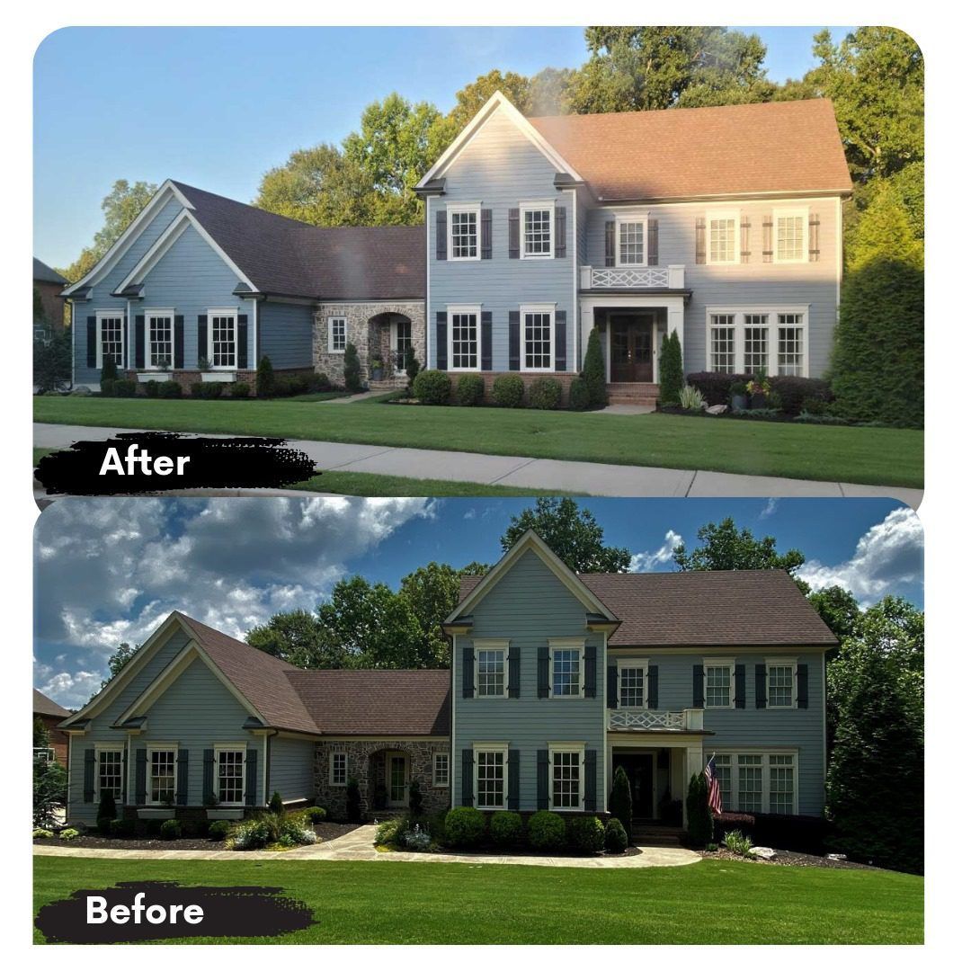 A before and after picture of a house