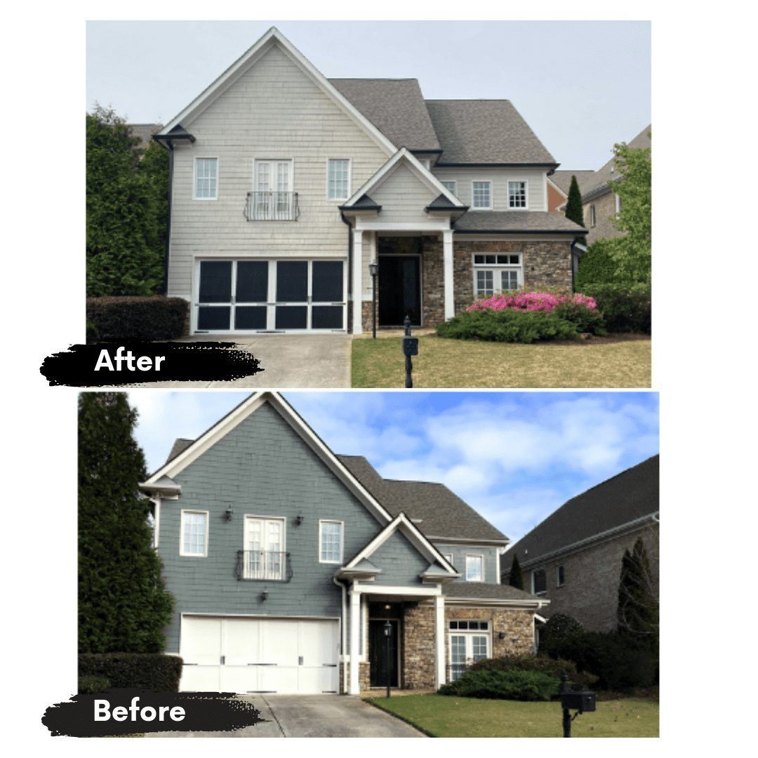 A before and after picture of a house