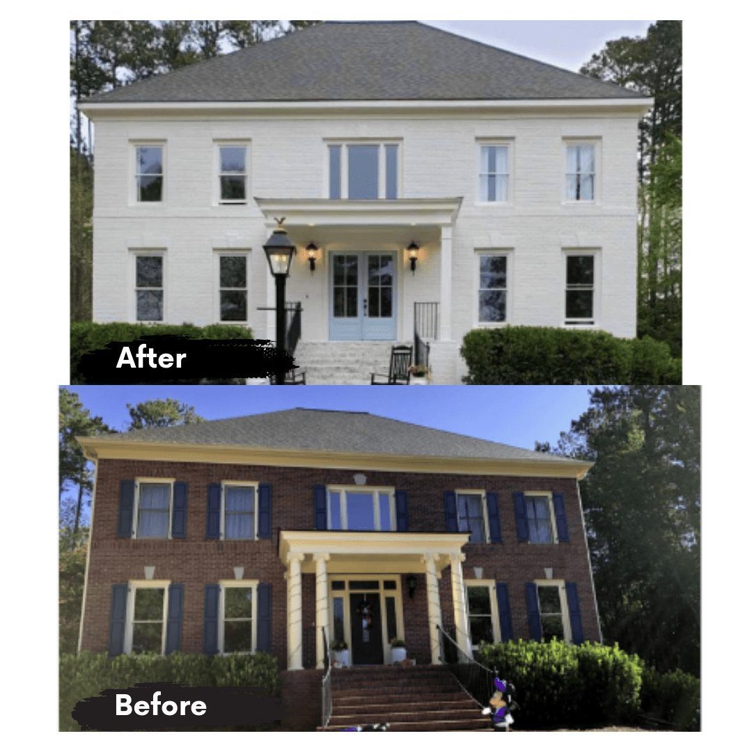 A before and after picture of a house
