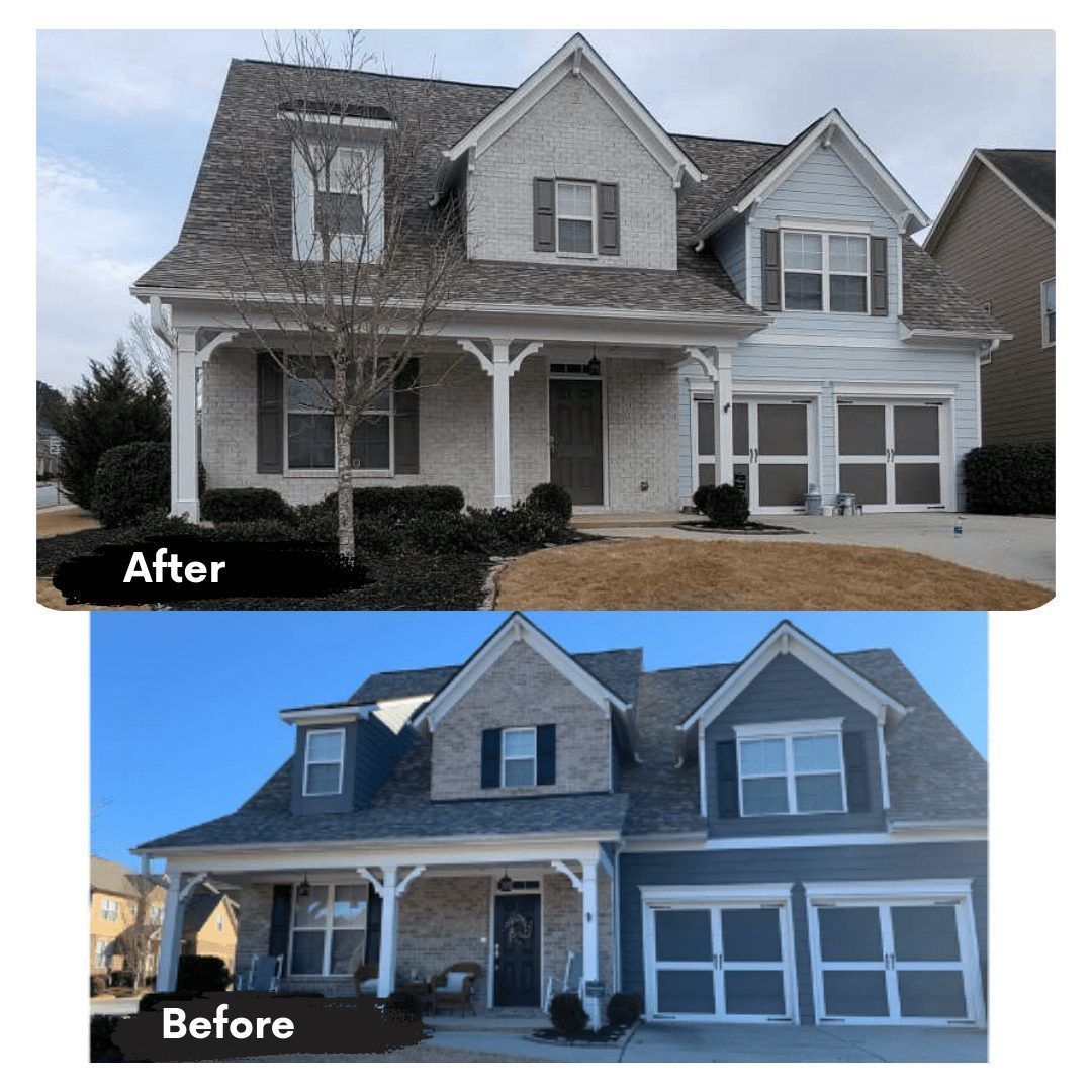 A before and after picture of a house