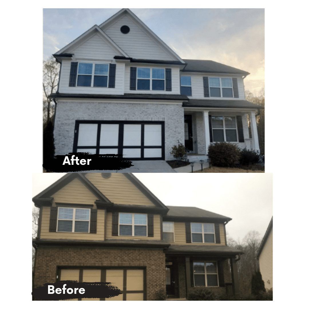 A before and after picture of a house
