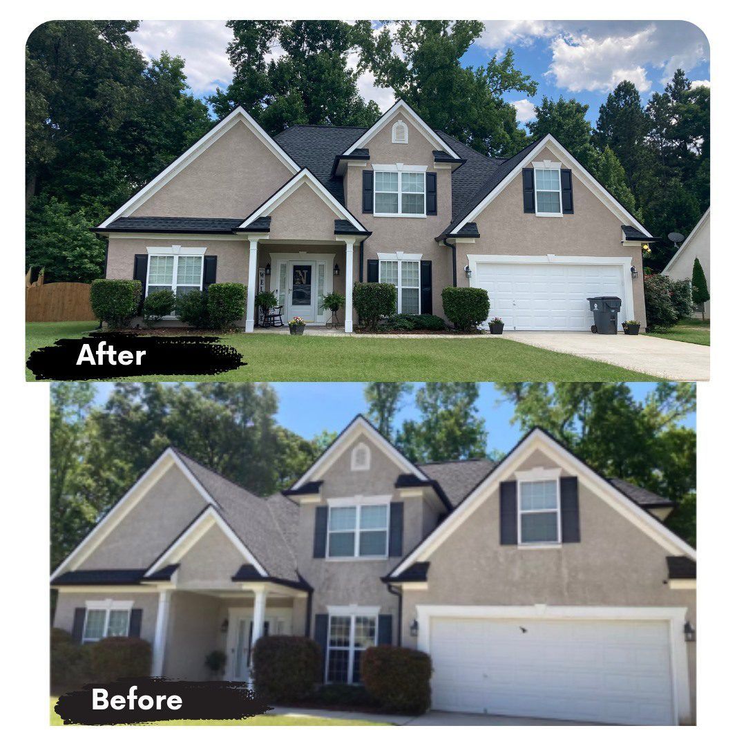 A before and after picture of a house