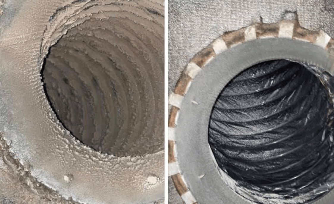 A cleaned dryer vent