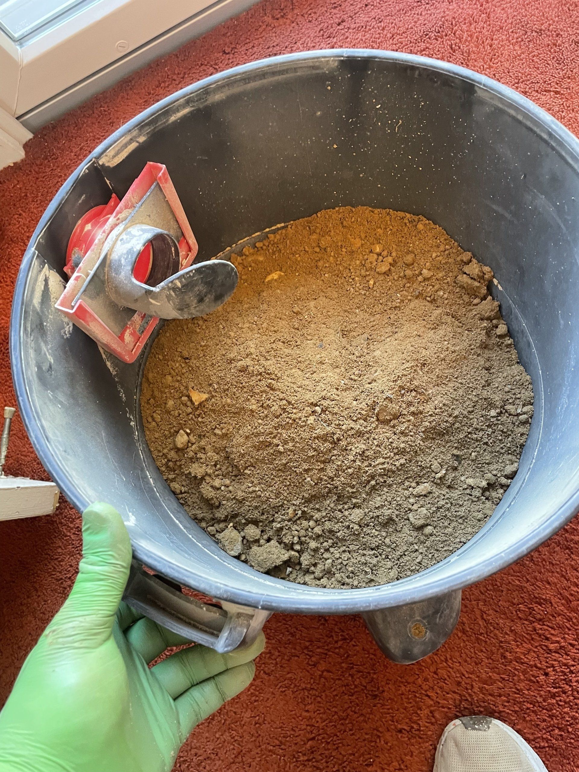 A pile of sand in a container