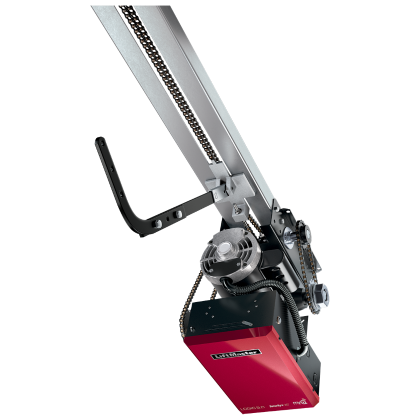 A garage door opener with a red box on it