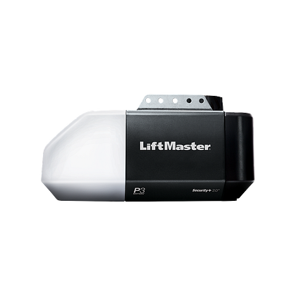 A lift master garage door opener on a white background.
